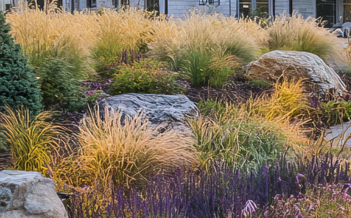 Photos of native grasses and stones