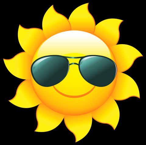Clip art of the sun smiling with sunglasses on