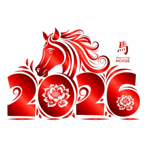 Image of the the year 2026 with a horse for year of the horse